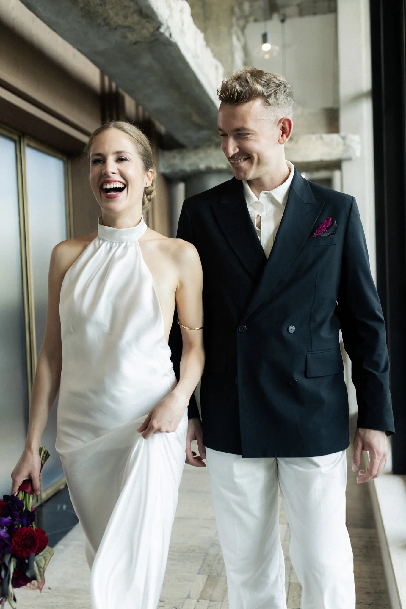 Veronika laughing as she walks beside Sasha